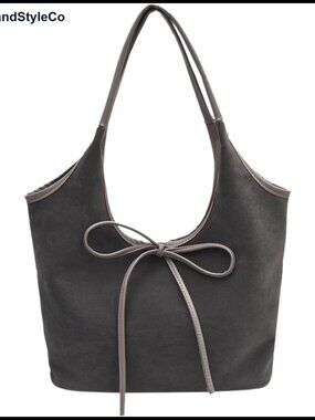 Faux Suede Tote Bag for Women Work Hobo Handbag with Bow Cross Lock